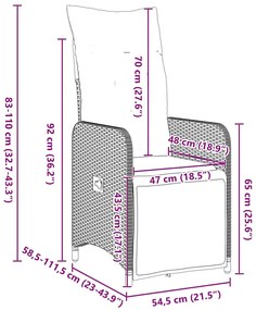 Conjunto de Jantar de Jardim 7 Peças com Almofadas em Ratan Sintético