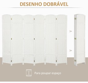 Biombo de 6 Painéis Separador de Ambientes Dobrável 240x170 cm para Sala de Estar Dormitório Escritório Branco