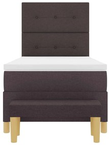 Cama Box com Colchão e Banco vidaXL Marrom Escuro 100x200 cm Tecido