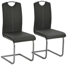 vidaXL Cadeiras de jantar cantilever 2 pcs couro artificial cinzento
