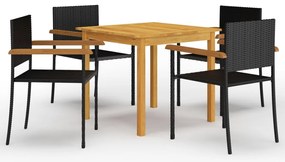 vidaXL 5 pcs conjunto de jantar para jardim preto