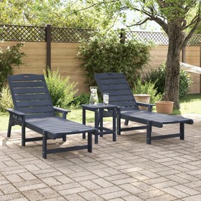 Espreguiçadeiras vidaXL 2 pcs Azul-marinho 162x53x98.5 cm HDPE, Espreg