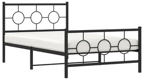 Estrutura de cama com cabeceira e pés 107x203 cm metal preto