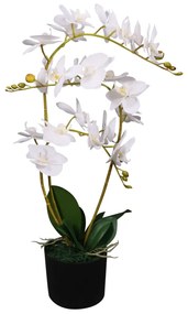 Planta orquídea artificial com vaso 65 cm branco