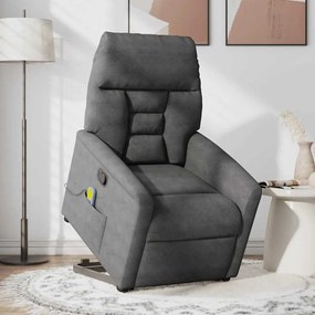 Poltrona massagens reclin. elevatória microfibra cinza-escuro