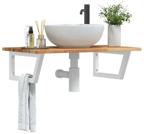 vidaXL Prateleira de parede p/ lavatório aço/madeira de acácia maciça