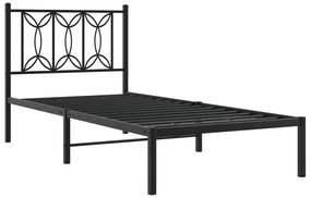 Estrutura de cama com cabeceira 90x190 cm metal preto