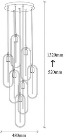 Candeeiro de Teto Chandelier Cerco – Preto e Dourado – 48 x 48 cm