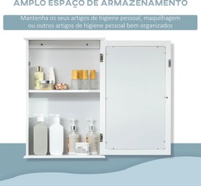 Armário de Casa de Banho com Espelho Armário com Espelho para Casa de Banho com 1 Prateleira Estilo Moderno 41x14x60 cm Branco