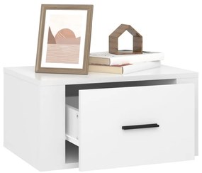 Mesas de cabeceira parede 2 pcs 50x36x25 cm branco brilhante