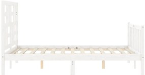 Cama sem colchão 140x190 cm madeira de pinho maciça branco