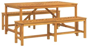 Conjunto de Jantar Jardim 3 Peças Madeira Sólida Acácia