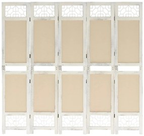 Biombo com 5 painéis 175x165 cm tecido cor creme