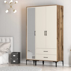 Guarda-Roupa Kumsal RT – Nogueira &amp; Creme – 120x47,5x201,4 cm