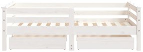 Estrutura cama infantil c/ gavetas 70x140cm pinho maciço branco