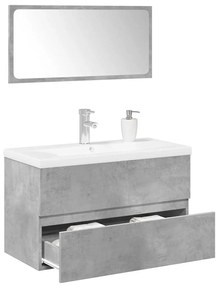 vidaXL 3 pcs conj. móveis casa banho derivados madeira cinza cimento