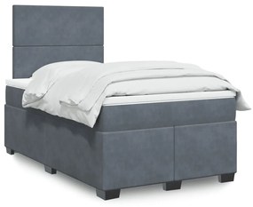 Cama boxspring com colchão 120x190 cm veludo cinzento-escuro