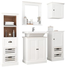 vidaXL 5 pcs conjunto de móveis de casa de banho madeira maciça branco
