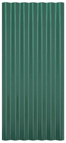 Painéis de telhado 12 pcs 80x36 cm aço revestido a pó verde