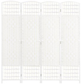 HOMCOM Biombo de 4 Painéis Dobrável Separador de Ambientes de Corda de Papel e Estrutura de Madeira 60x170 cm Branco