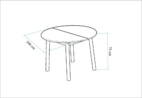 Mesa de Jantar Extensível Oliver – Carvalho/Preto – 100/131x75x100 cm