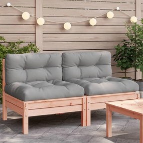 vidaXL Sofá s/ braços jardim c/ almofadões 2pcs madeira douglas maciça