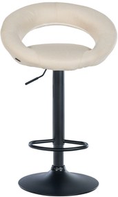 Conjunto de 2 bancos de bar Olinda em tecido e com estrutura preta 52 x 77-97 x 47 cm Creme