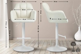 Banco de bar Natoma em tecido com estrutura branca 97-118 x 57 x 59 cm Creme