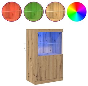 Sideboard vidaXL com luzes LED Carvalho Artesanal 60,5x37x100 cm