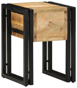 Mesa de Apoio vidaXL com Gaveta Preta 30x30x40 cm Madeira de Mangueira