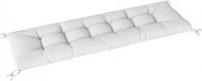 Outsunny Almofada para Banco Exterior com Tiras de Fixação Proteção UV50+ Recuperação Lenta Interior Exterior 198x65x13 cm Creme | Aosom Portugal