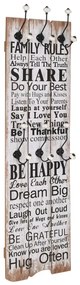 245854 vidaXL Bengaleiro de parede com 6 ganchos 120x40 cm FAMILY RULES