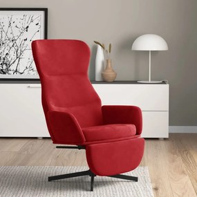 vidaXL Cadeira de descanso com apoio p/ pés veludo vermelho tinto