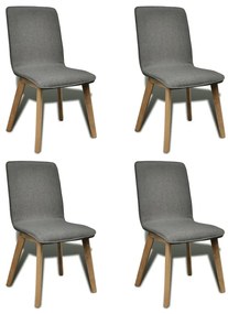 vidaXL Cadeiras jantar 4 pcs tecido cinzento-claro e carvalho maciço