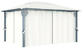 vidaXL Gazebo com cortina 400x300 cm alumínio creme