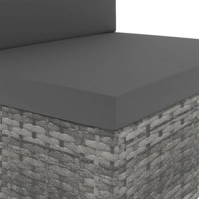 2 pcs conjunto lounge de jardim vime PE cinzento