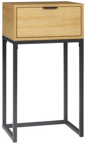 HOMCOM Mesa Consola com Gaveta Consola Moderna Mesa de Entrada com Pés de Aço 40x30x76 cm Madeira e Preto