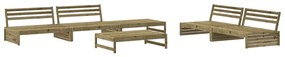 6 pcs conjunto lounge de jardim c/ almofadões pinho impregnado
