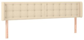 Cabeceira de cama c/ luzes LED tecido 183x16x78/88 cm cor creme