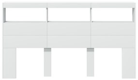 Armário de cabeceira com luzes LED 180x17x102 cm branco