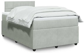 Cama boxspring c/ colchão 120x200 cm veludo cinzento-claro