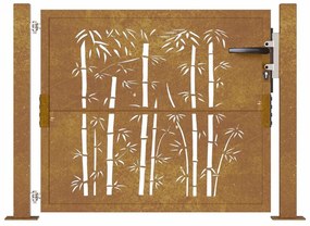 Portão de jardim 105x105 cm aço corten design bambu