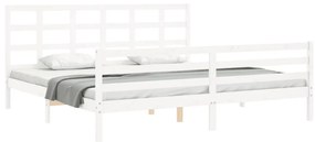 Estrutura cama Super King Size c/ cabeceira madeira branco