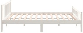 Estrutura de cama king 150x200 cm madeira maciça branco