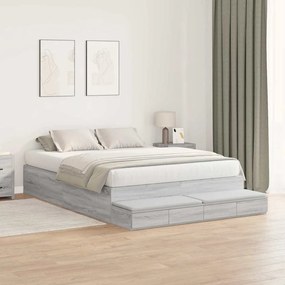 Cama de Armazenamento Cinza Sonoma 150x200 cm