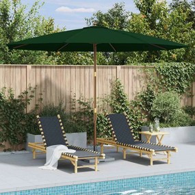 vidaXL Guarda-sol de exterior com poste em madeira 350 cm verde