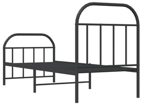 Estrutura de cama com cabeceira e pés 75x190 cm metal preto