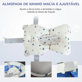 Banheira para Bebé Recém Nascido até 3 Anos Dobrável 30 Litros com Tampa Termossensível e Almofada Confortável Almofadas Antiderrapantes 81,5x50,5x23,