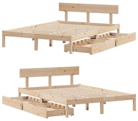 Cama sem colchão 140x190 cm madeira de pinho maciça