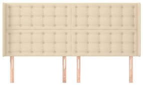 Cabeceira de cama c/ abas tecido 163x16x118/128 cm cor crème
